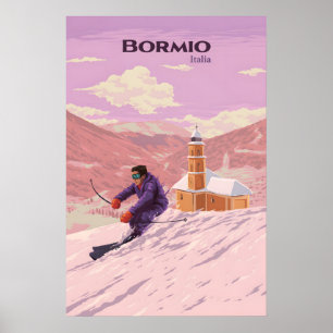 Bormio Skigebiet Reiseplakat Poster
