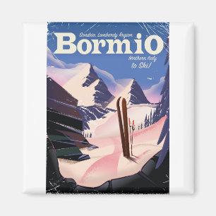 Bormio, Sondrio, Lombardei, Italien Skiplakat. Magnet