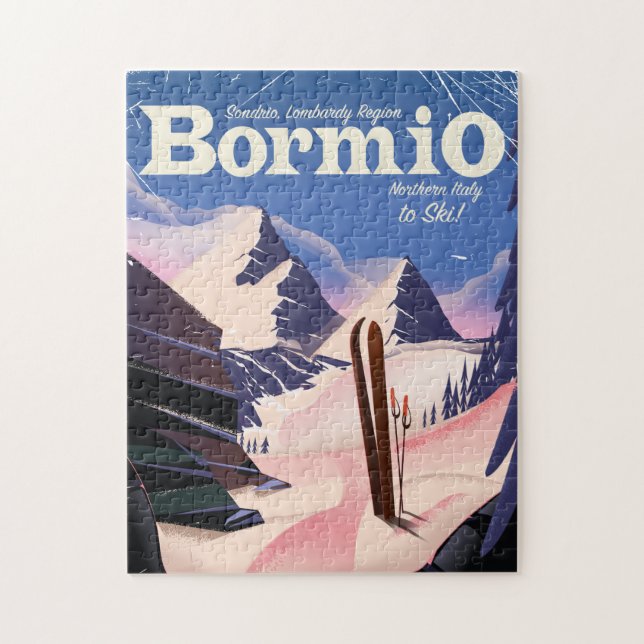Bormio,Sondrio, Lombardy Region, Italy ski poster. (Vertikal)
