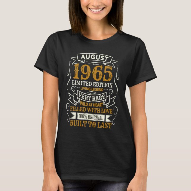 Born 1965 Birthday Vintage August T-Shirt (Vorderseite)