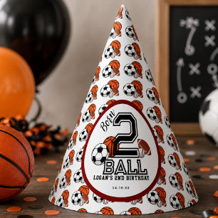 Born 2 Ball Sport-Thema Jungen 2. Geburtstagsfeier Partyhütchen