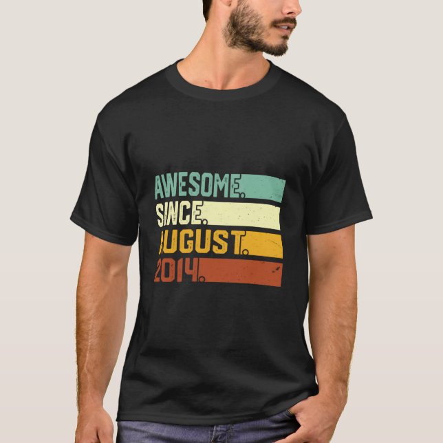 Born 9Th 9 Years Awesome Since August 2014 T-Shirt (Vorderseite)
