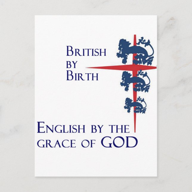Born British English By the grace of GOD Postkarte (Vorderseite)