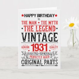 Born in 1931 Birthday the Man the Myth the Legend Karte