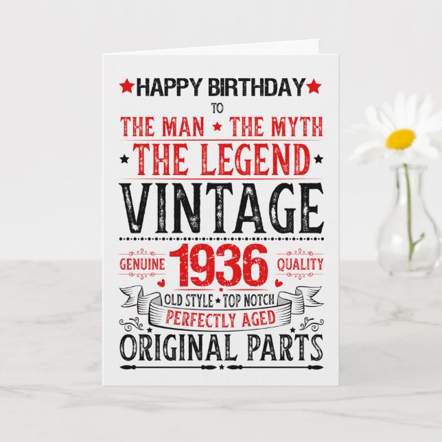 Born in 1936 Birthday the Man the Myth the Legend Karte (Kleine Pflanze)