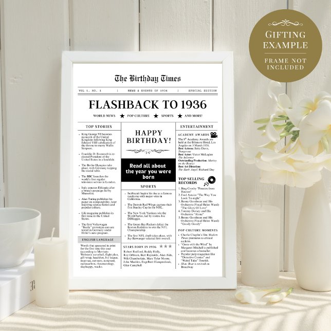 Born in 1936 Fun Newspaper black and white (Von Creator hochgeladen)