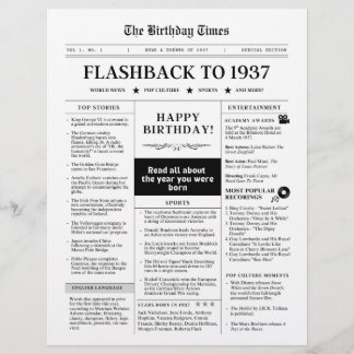 Born in 1937 Fun Newspaper black and white