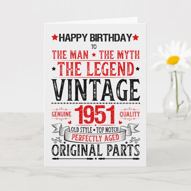 Born in 1951 Birthday the Man the Myth the Legend Karte (Kleine Pflanze)