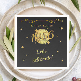 Born in 1956 70th birthday party decoration black serviette