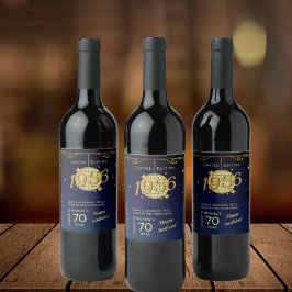 Born in 1956 70th birthday party wine bottle label weinetikett