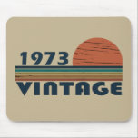 born in 1973 vintage 50th birthday mousepad<br><div class="desc">You can add some originality to your wardrobe with this limited edition original sunset vintage retro-looking birthday design with awesome typography font lettering, it is a great gift idea for men, women, husband, wife girlfriend, and a boyfriend who will love this one-of-a-kind artwork. The best unique and funny holiday present...</div>