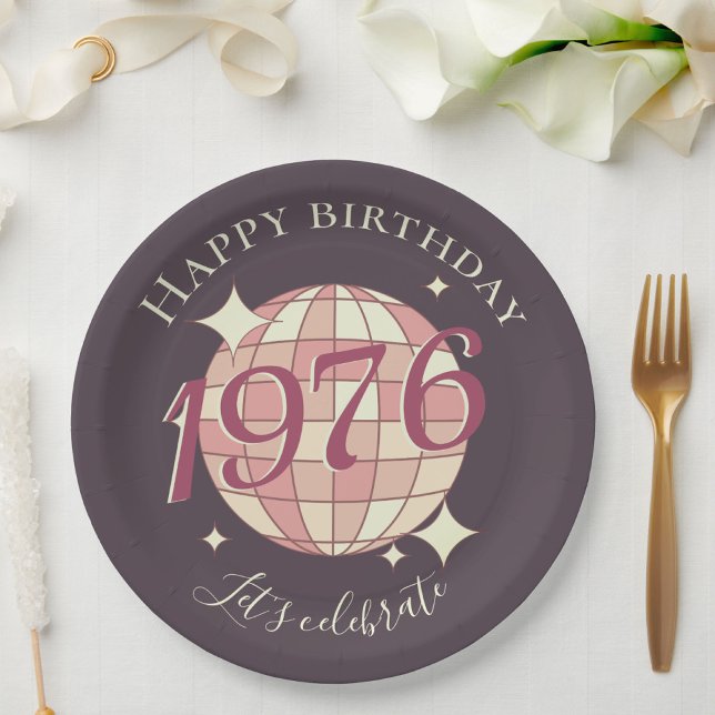 Born in 1976 50th birthday party decor Paper Plate Pappteller (Von Creator hochgeladen)