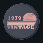 born in 1979 vintage birthday pink and purple magnet<br><div class="desc">You can add some originality to your wardrobe with this modern purple and pink color elegant original birthday sunset distressed vintage retro-looking design with awesome typography font lettering, it is a great gift idea for women, wives, and girlfriends who will love this one-of-a-kind artwork. The best unique and funny holiday...</div>