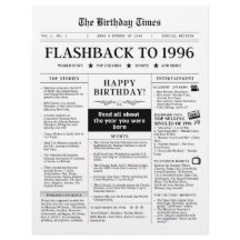 Born in 1996 Fun Black and White Newspaper