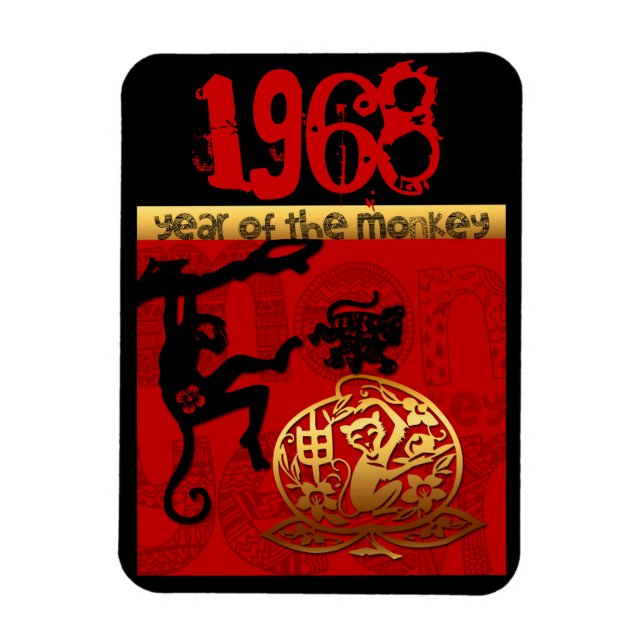 Born in Monkey Year 1968 - Chinese astrology Magnet (Vertikal)