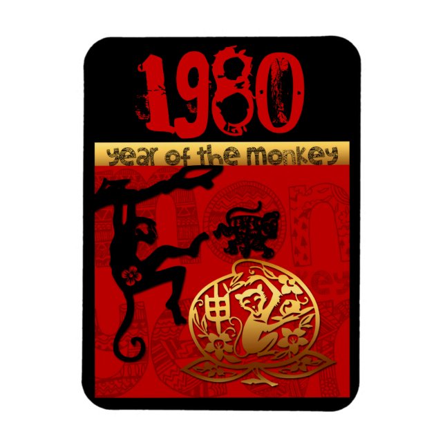 Born in Monkey Year 1980 - Chinese astrology Magnet (Vertikal)