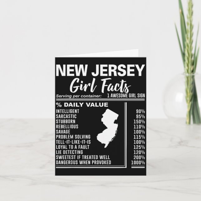 Born In New Jersey - New Jersey Girl Facts  Karte (Vorderseite)