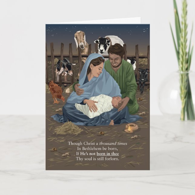 Born in Thee Nativity Christmas Card Karte (Vorderseite)