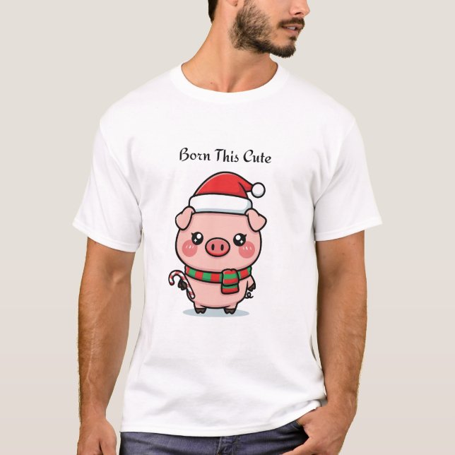 Born This Cute | Cute Mini Pig Graphic T-Shirt (Vorderseite)