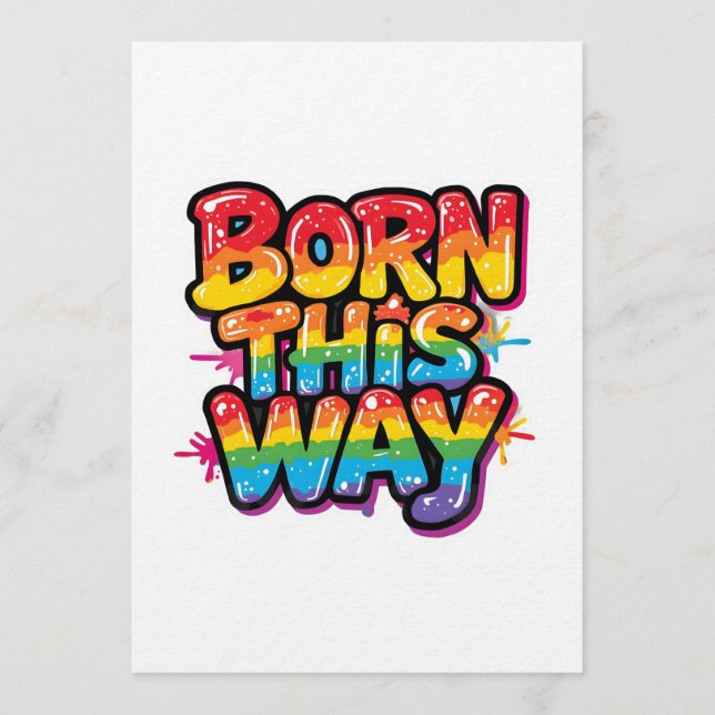 Born This Way – Bold Rainbow Pride Quote for LGBTQ Einladung (Vorderseite)