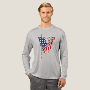Born to Be Free Patriotic Eagle Herren Langarmsh Tri-Blend Shirt