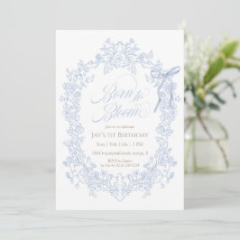 Born to Bloom Blue Floral Birthday Einladung