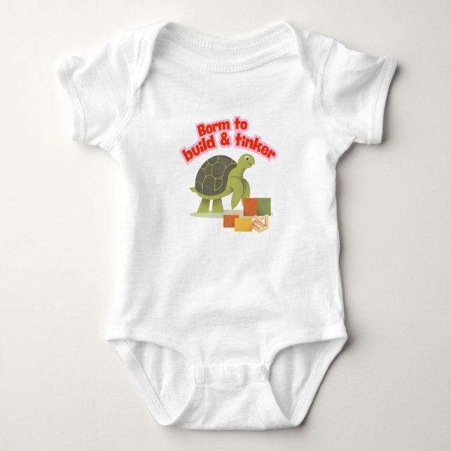 Born to Build and Tinker Turtle STEM Kids Baby Strampler (Vorderseite)