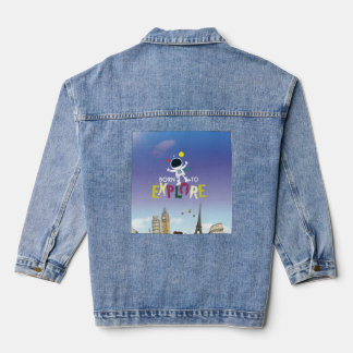 Born to Explore | Süße Astronauten-Abenteuer-Denim Jeansjacke