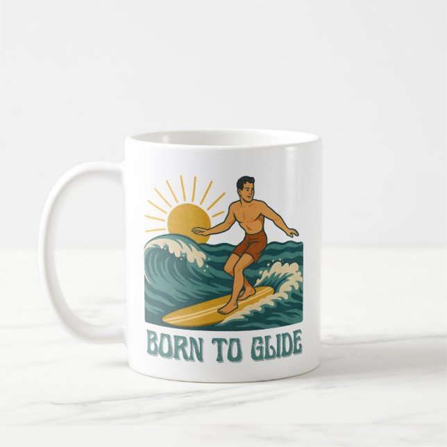 Born To Glide California Surfer Retro Surf Graphic Kaffeetasse (Links)