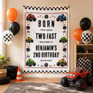 Born to Grow Zwei schnelle Monstertrucks 2. Geburt Banner
