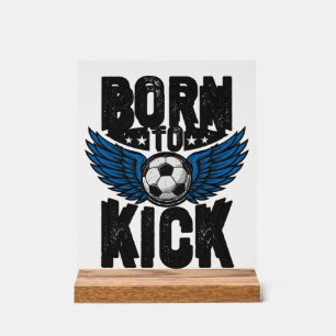 Born To Kick Vintage Fußball Flügel Shirt Design_1 Acrylschild