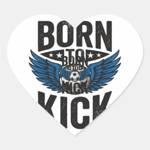 Born To Kick Vintage Fußball Flügel Shirt Design_1 Herz-Aufkleber