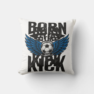 Born To Kick Vintage Fußball Flügel Shirt Design_1 Kissen