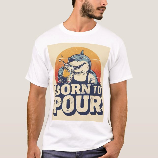 Born To Pour Shark Bartender Shirt (Vorderseite)