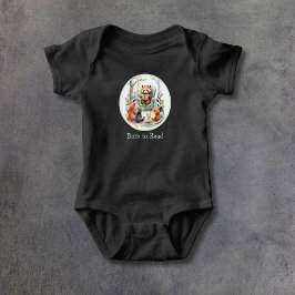 Born to Read Cute Animal Story Time Black Baby Strampler