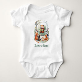 Born to Read Cute Animal Story Time White Baby Strampler