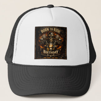 Born to Ride 50th Birthday Biker Skull Card Truckerkappe