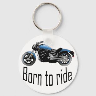 "Born to ride", blaues Motorrad Schlüsselanhänger