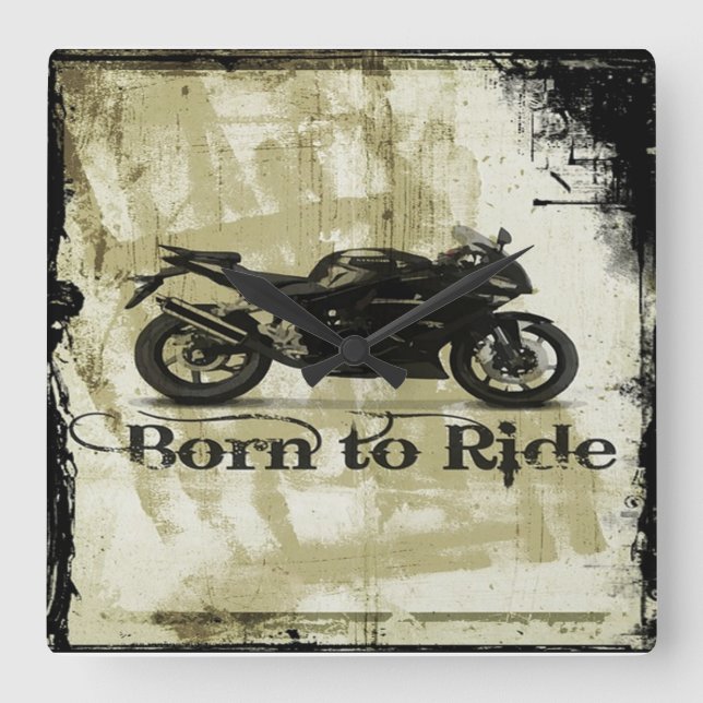 Born To Ride Quadratische Wanduhr (Vorderseite)