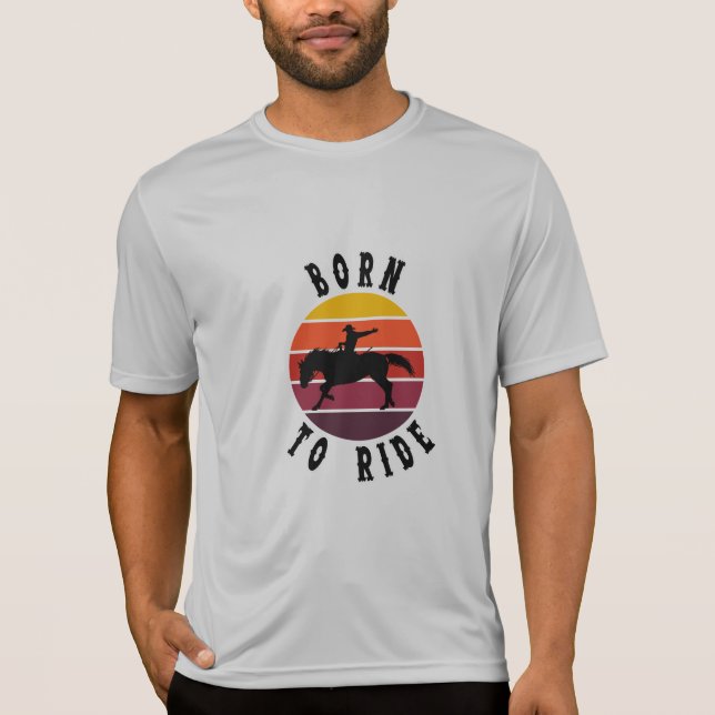Born to Ride - Retro Sunset Horseback Riding Desig T-Shirt (Vorderseite)