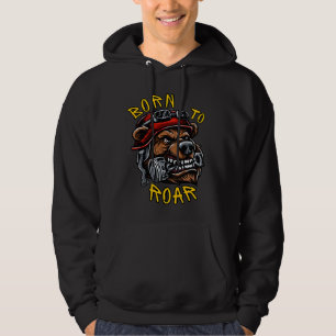 Born To Roar - Biker Bär Motor Kolben Hoodie