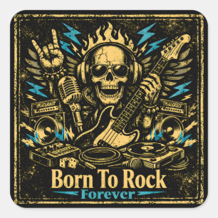 BORN TO ROCK – Rockmusik-DNA-Stolz Quadratischer Aufkleber