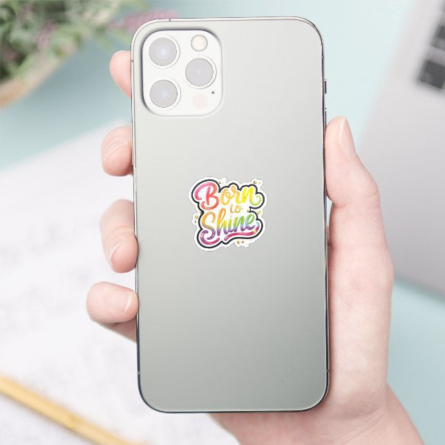 Born to Shine Pride | LGBTQ Rainbow Quote Art  Aufkleber (Telefon)