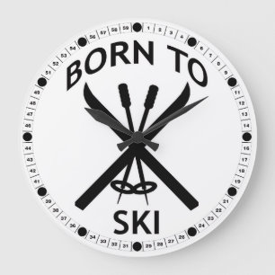 Born to Ski Große Wanduhr