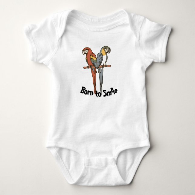 Born to Smile Parrot Baby Bodysuit Strampler (Vorderseite)