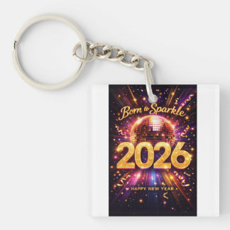 Born to Sparkle 2026 Disco-Kugel Frohes Neues Jahr Schlüsselanhänger
