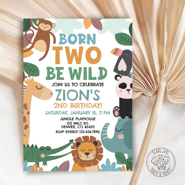 Born TWO Be Wild Birthday Einladung (Von Creator hochgeladen)
