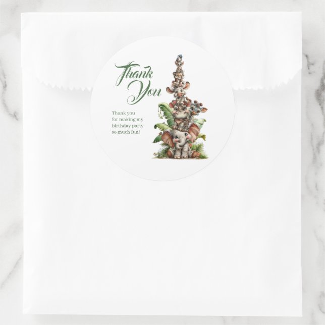Born Two Be Wild Safari Birthday Runder Aufkleber (Tasche)