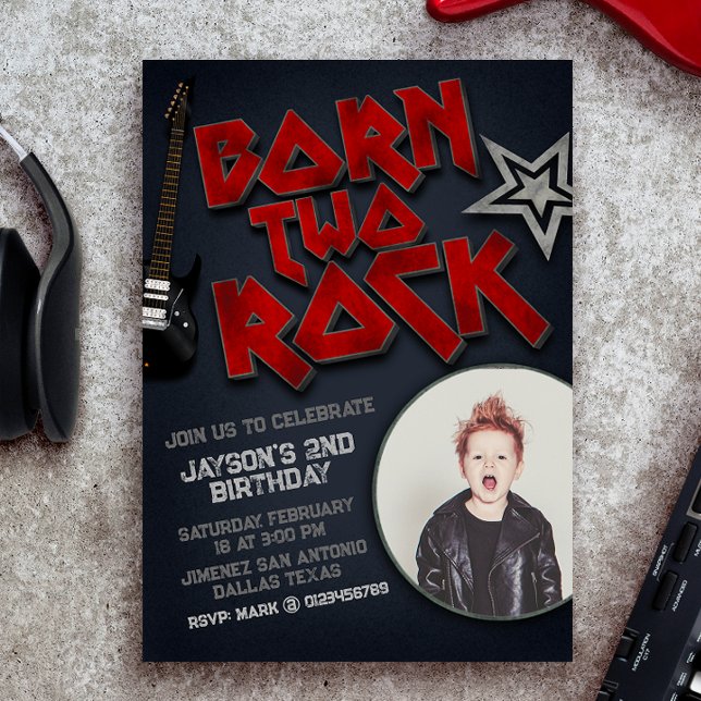 Born Two Rock - 2e Invitation anniversaire avec ph (Créateur téléchargé)