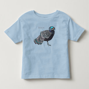 Bornean peacock-pheasant bird cartoon illustration kleinkind t-shirt